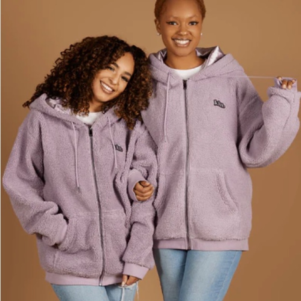 Kin Apparel Teddy Satin Lined Zip Up Hoodie NWOT